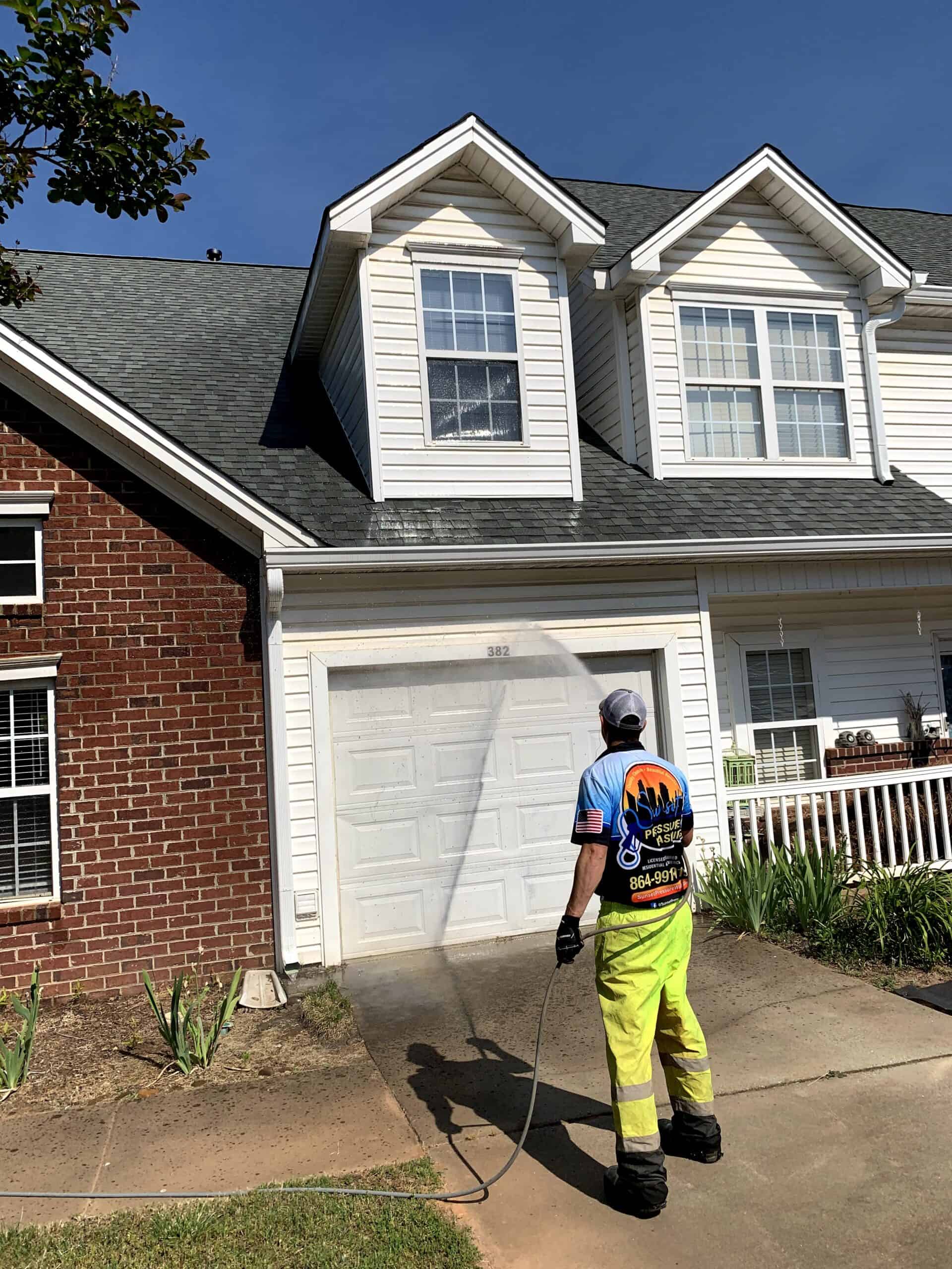 pressure washing residential house