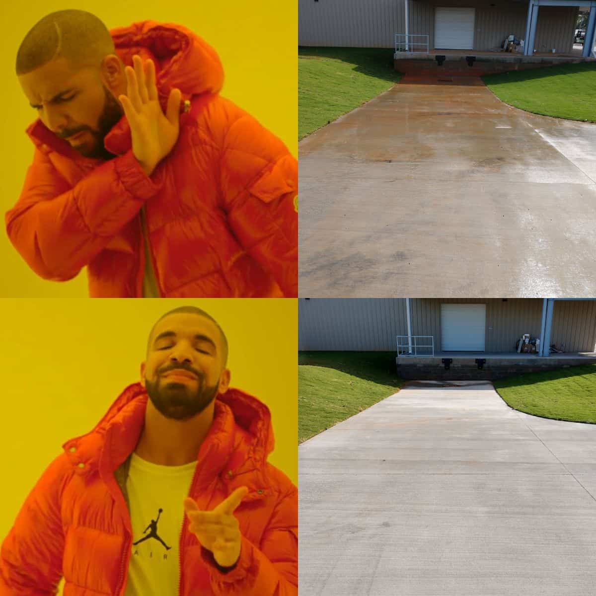 pressure washing a driveway difference