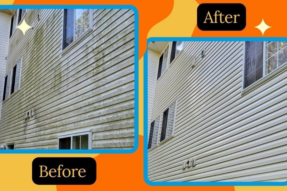before and after house siding cleaning